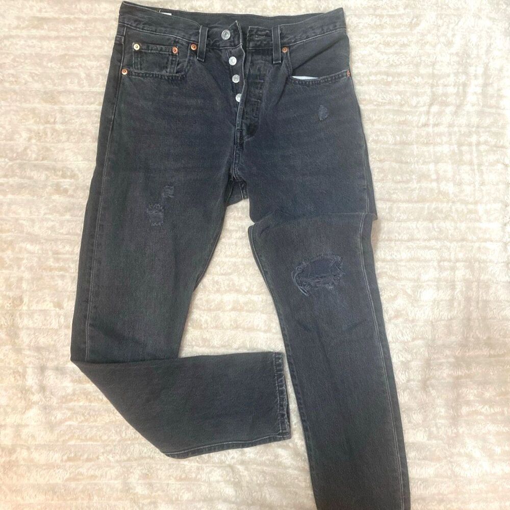 Levi’s Premium 501 S Skinny Big E Jeans W26 L28 Washed Black CW5219